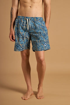 Mediterranean Paisley SEAQUAL®YARN Swim Trunks