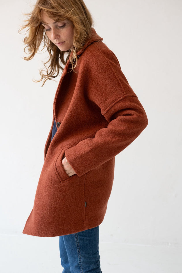 Tad Chunky Wool Coat in Poppy Red