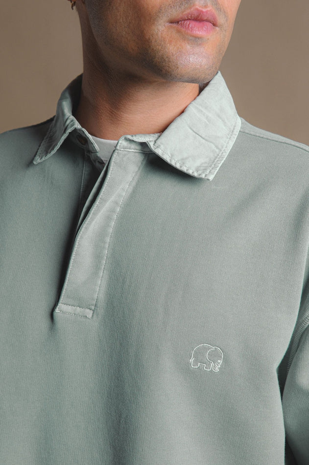 Carvalho Pigment Heavyweight Polo Sweater Silver Green