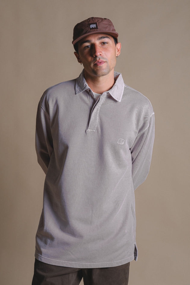 Essential Pigment Heavyweight Polo Sweater Island Fossil