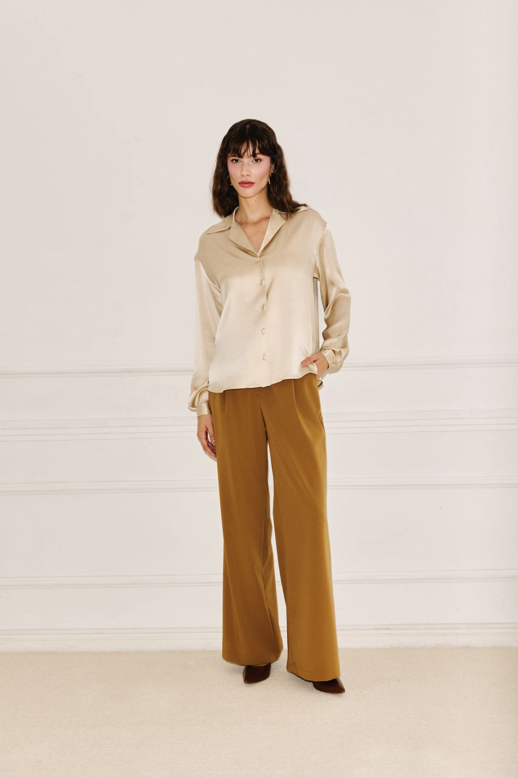 Rita Silk Shirt Beige