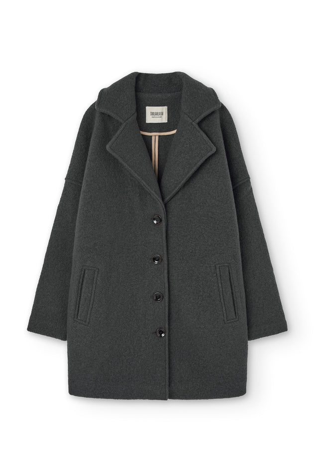 Tad Coat 100% Merino Wool in Bark Grey