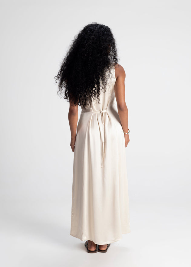 Elena Long Satin Dress Champagne