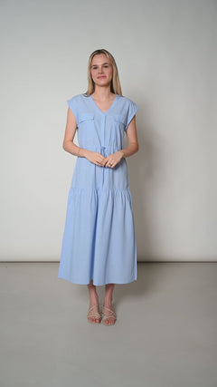 Sleeveless Tiered Dress Light Blue