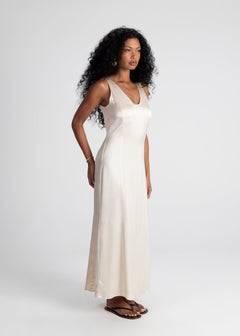 Elena Long Satin Dress Champagne