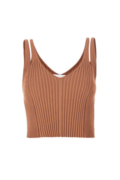 Donna Ribbed Crop Top Caramel