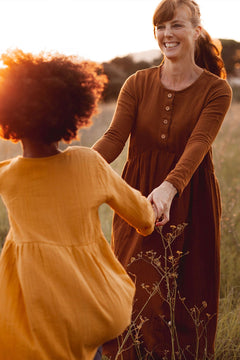 Kids' Basic Muslin Dress Mustard