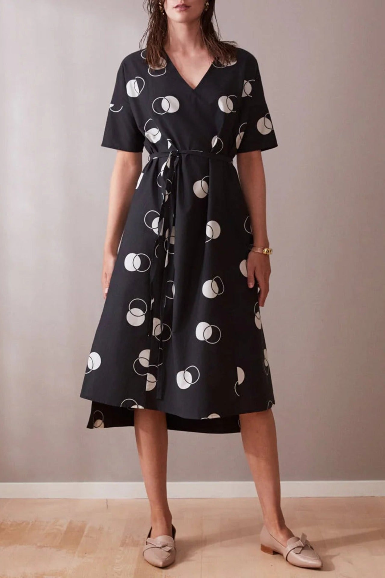 Dot Print Midi Dress Black - Studio Heijne