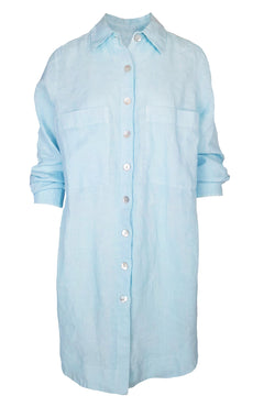 Long Sleeved Oversized Linen Shirt Dress