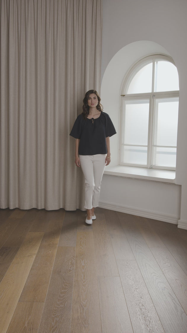 Lila Wide-sleeved Linen Shirt Dark Navy