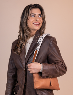 Shoulder Canvas Logo Laukunhihna Valkoinen & Cognac