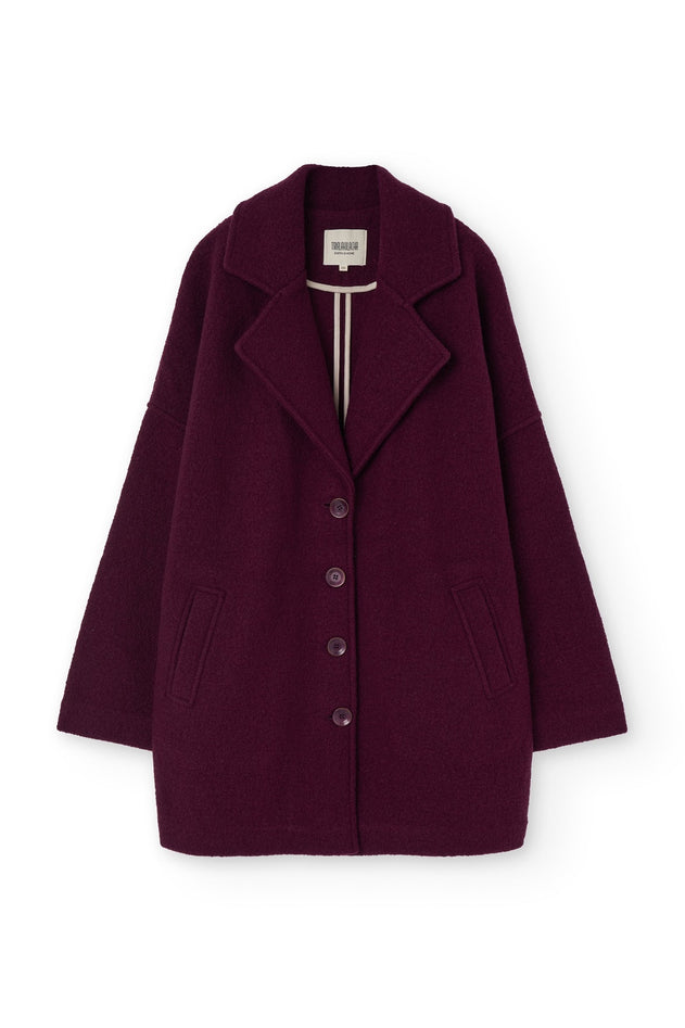 100% Merino Wool Oversized Coat in Purple