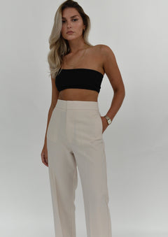 One Shoulder Ribbed Top Black