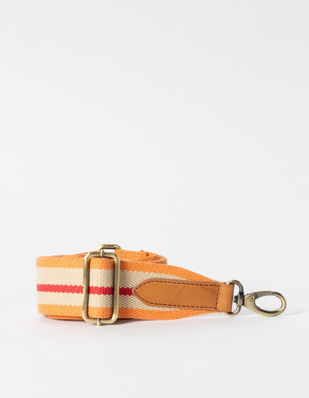 Striped Webbing Strap Orange, Red & Cognac Classic Leather