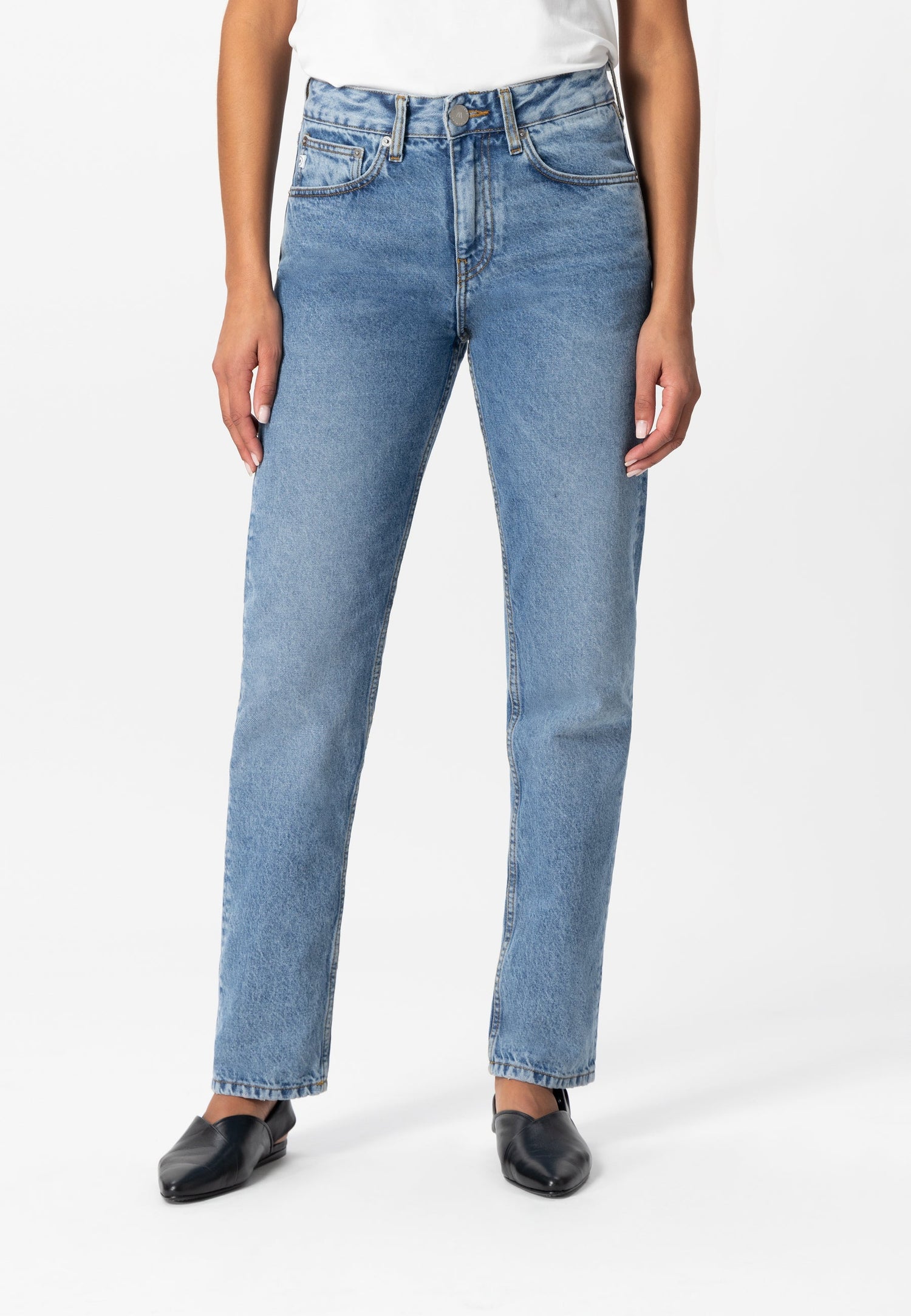 Go Mid Straight Jeans Stone Vintage