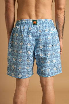 Men's Tiles Swim Shorts Light Blue
