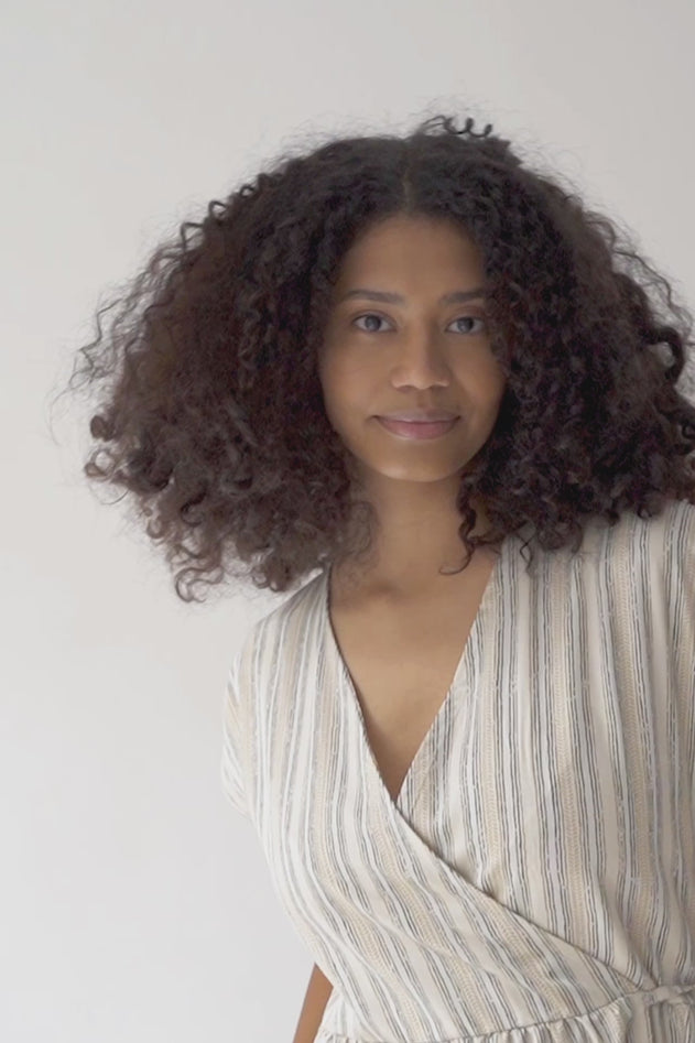 Hira Tencel Wrap Midi Dress Trace Print