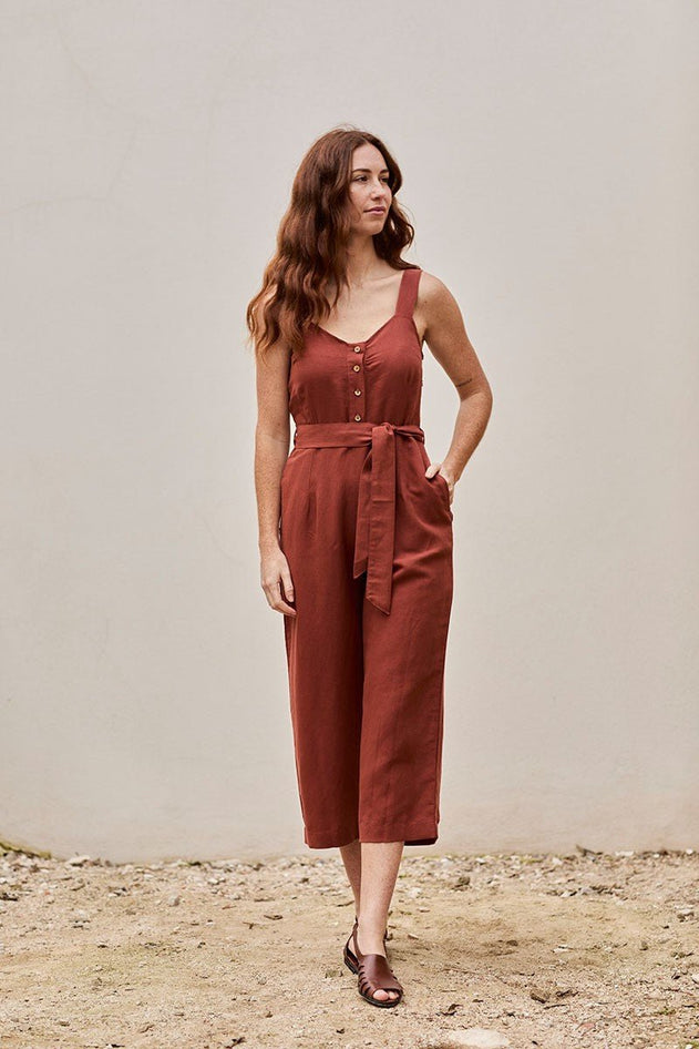 Fancy Linen Jumpsuit Roiboos Red