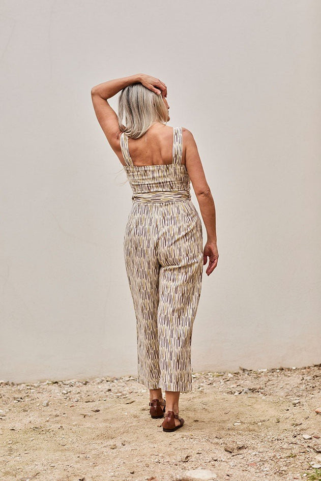 Fancy Linen Jumpsuit Beige Jungle