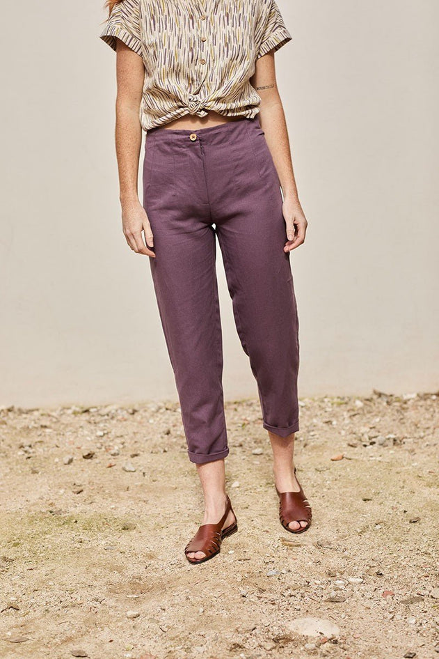 Faren Linen Trousers Purple