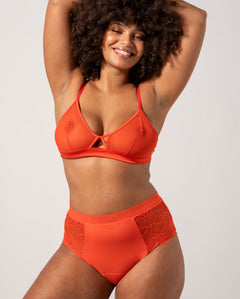 Highwaist Lace Briefs Medium Flow Period Panties Fiery Red