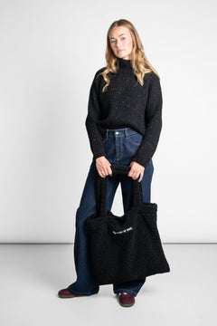 Teddy Fleece Shopper Bag Black