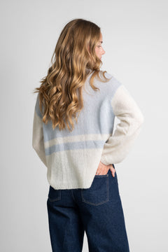 Block Stripe Knit Off-White/Light Blue