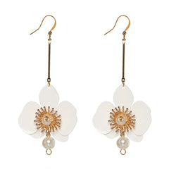Butterfly Orchid Pearl Earrings Papaya Orange