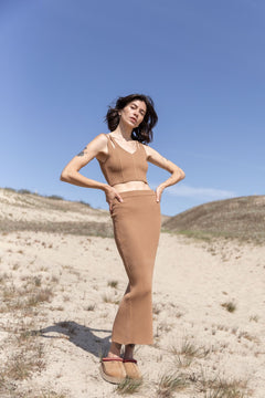 Donna Ribbed Crop Top Caramel