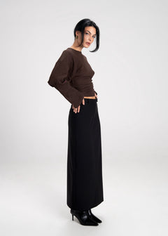 Espresso Fitted Long Sleeve Blouse