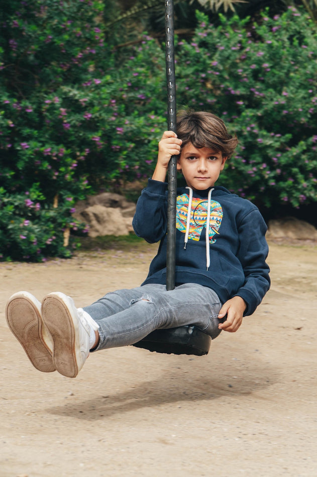 Kid's Navajo Organic Hoodie Trendsplant Blue