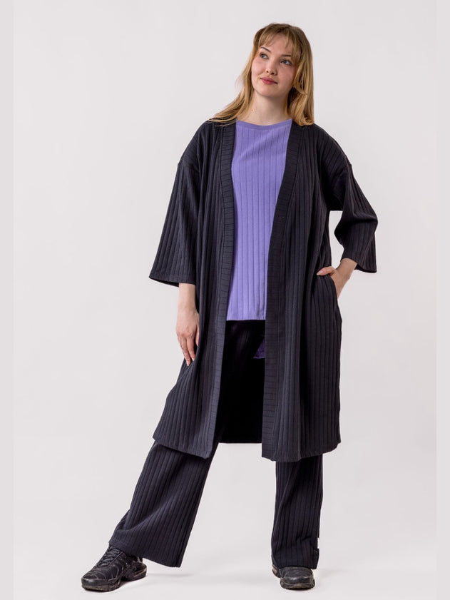 Putous Ribbing Cardigan Black