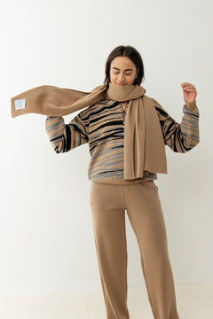 Via Merino Wool Scarf & Gloves Set Beige