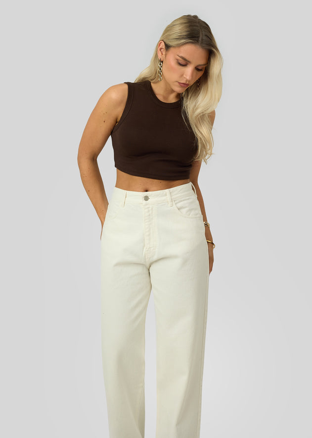 Kurt High-Neck Cropped Tank Top Brown