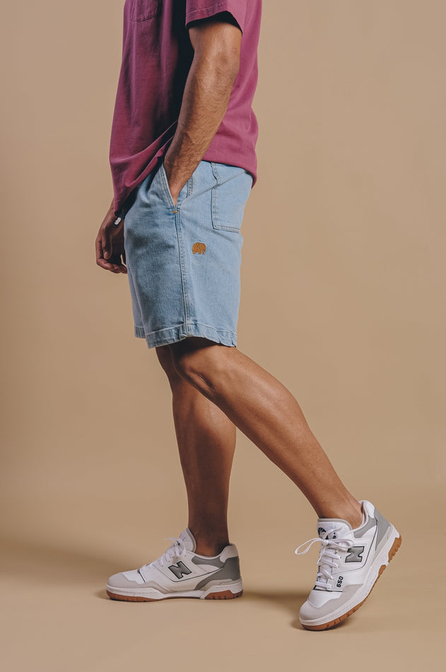 Recycled Denim Climber Shorts Ozone Light Wash