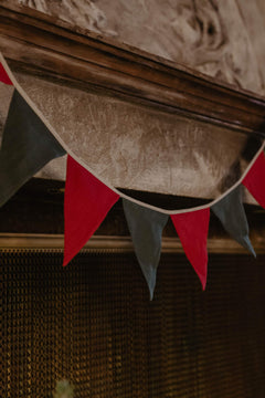 Linen Bunting Christmas Green/Red