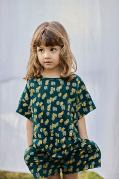Kids' Unisex Organic Cotton T-Shirt Footprints Blue/Green