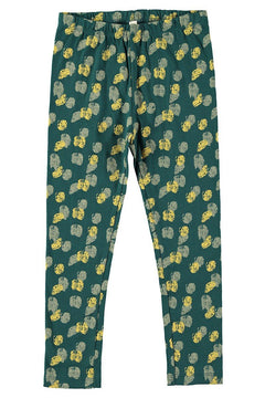 Kid's Organic Cotton Tights Footprints Blue/Green