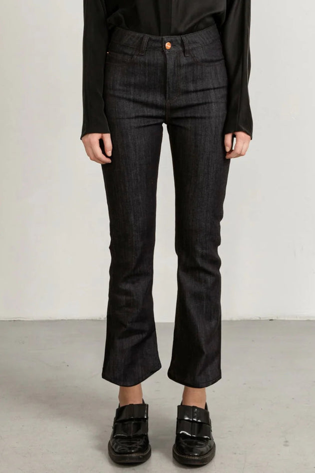 Flared Cropped Jeans Blue - Studio Heijne