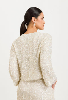 Massima Sequin Jacket Antique White