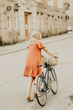 Frill Button Dress Vintage Leaf