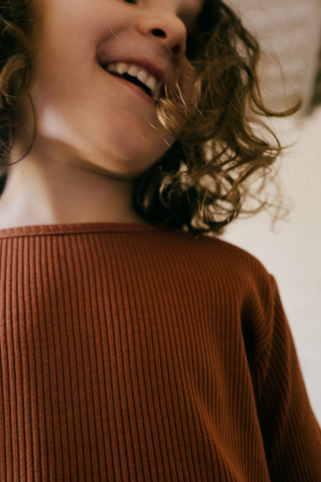 Kid's Grace Ribbed T-Shirt Mars Red
