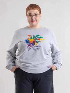 Bloom With Pride Sweater Grey