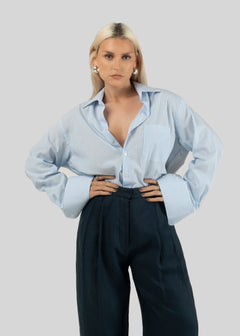 The Boyfriend Oversized Shirt Blue & White Stripes