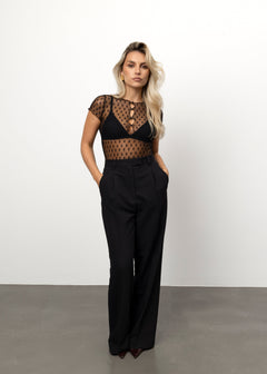 Scarlett Sheer Lace T-Shirt Black