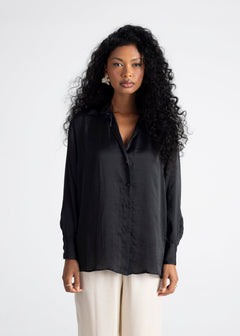 Midnight Satin Shirt Black