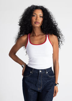Jimmy Contrast Tank Top White / Red