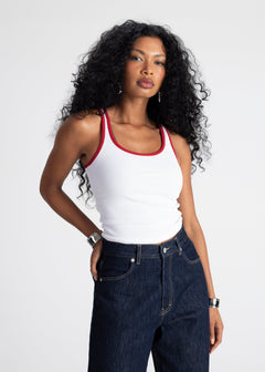 Jimmy Contrast Tank Top White / Red
