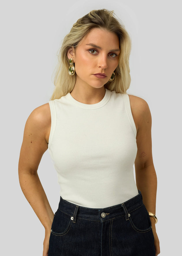 Kurt High-Neck Tank Top White