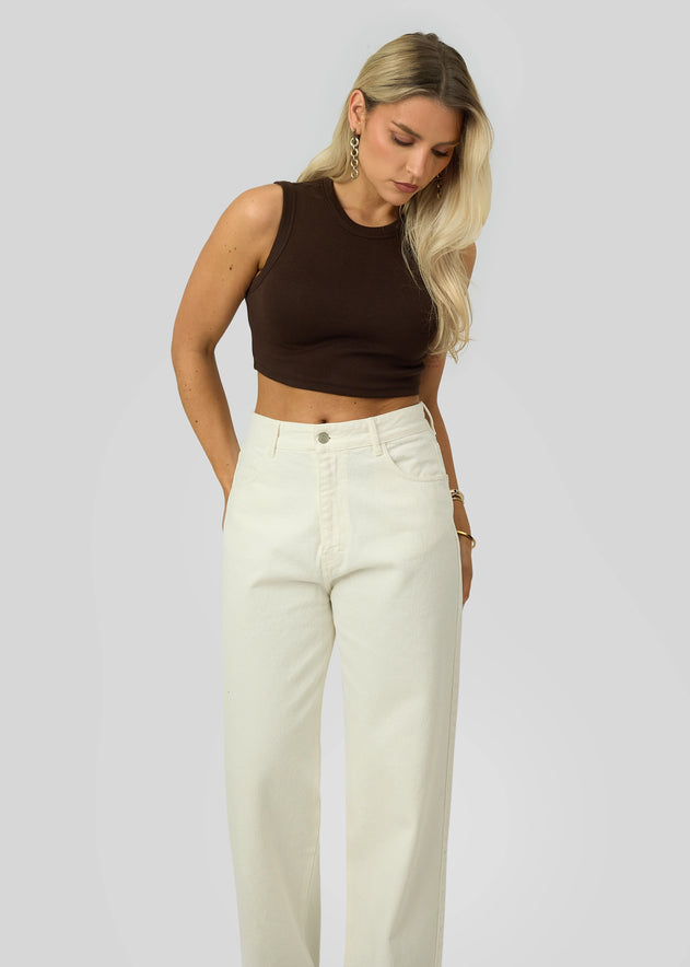 Kurt High-Neck Cropped Tank Top Brown